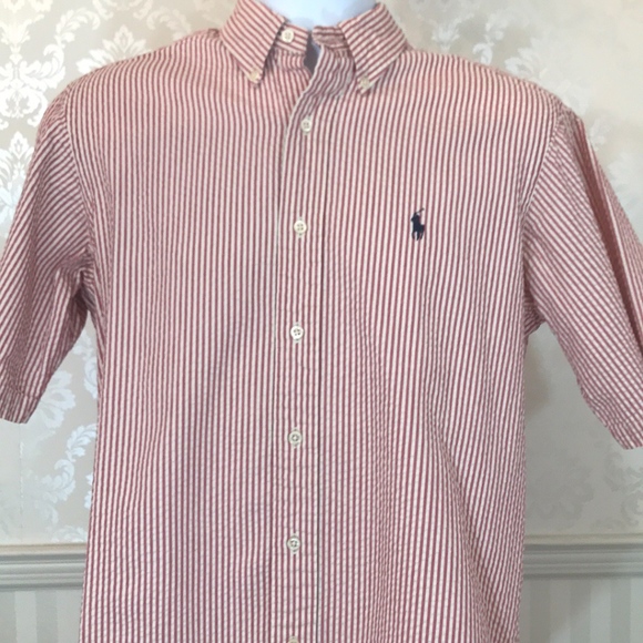 ralph lauren seersucker short sleeve shirt